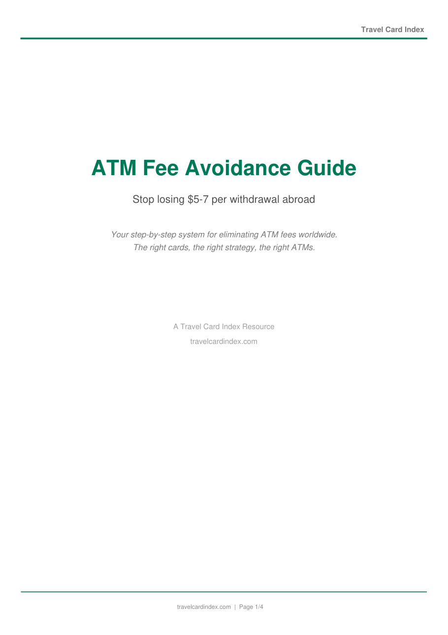 First page of the ATM Fee Avoidance Guide PDF
